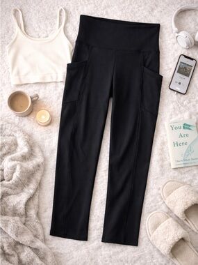 Balance Collection Black Flare Leggings High Rise Yoga Pants Pockets M